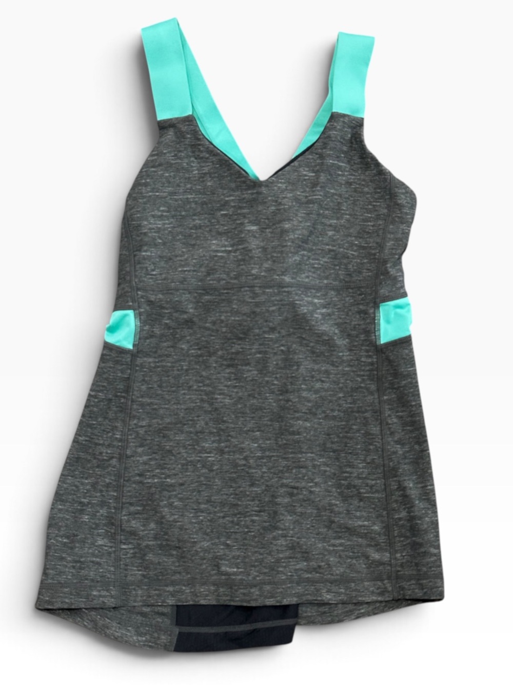 Lululemon Push Your Limits Tank Top Womens 8 Gray Aqua Racerback Straps Pullover